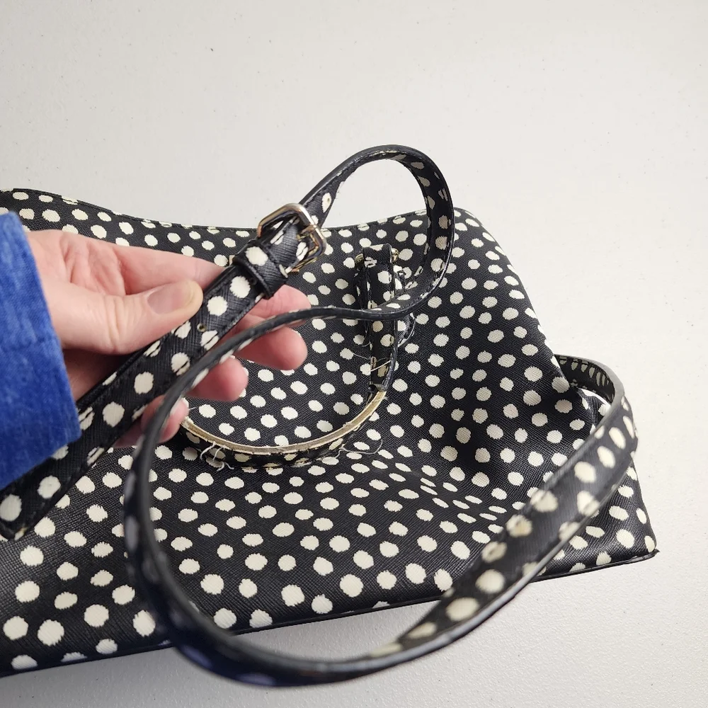 Kate Spade New York Black White Polka Dot Satchel Purse READ